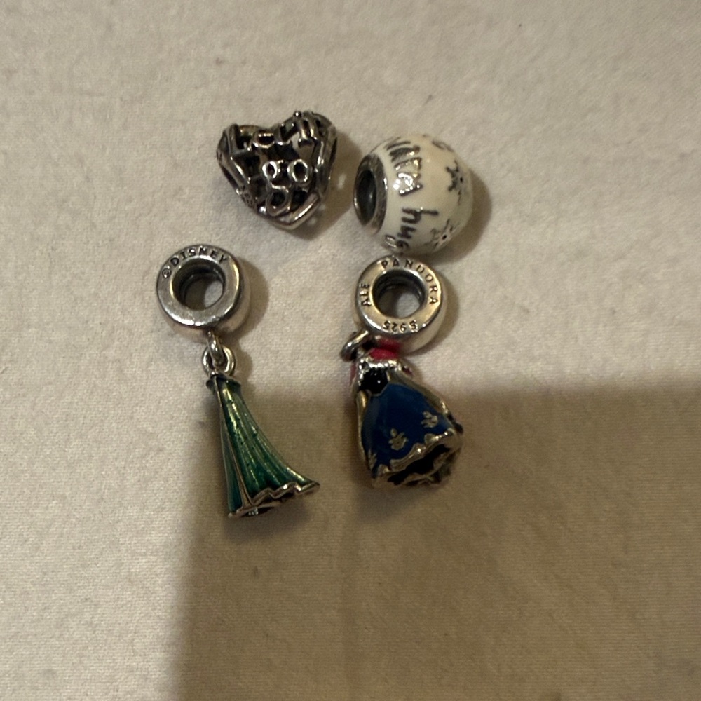 All 4! Pandora Disney Princess Dress Frozen charms- Anna, Elsa, Olaf, let it go